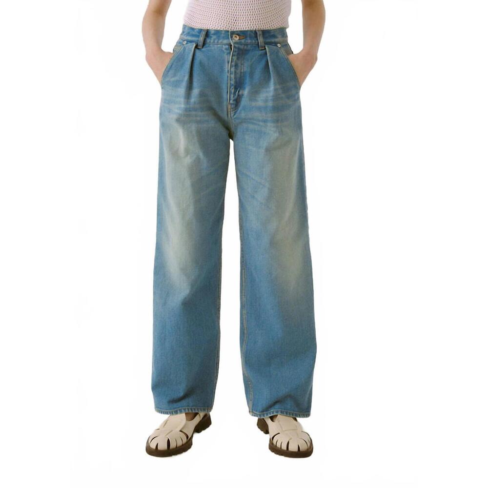 NEW SAYAKA DAVIS tucked wide leg denim in light blue